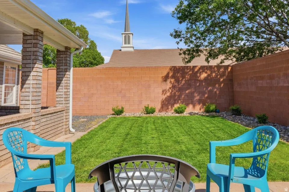 View of fenced backyard