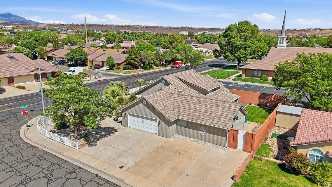 Aerial perspective of suburban area