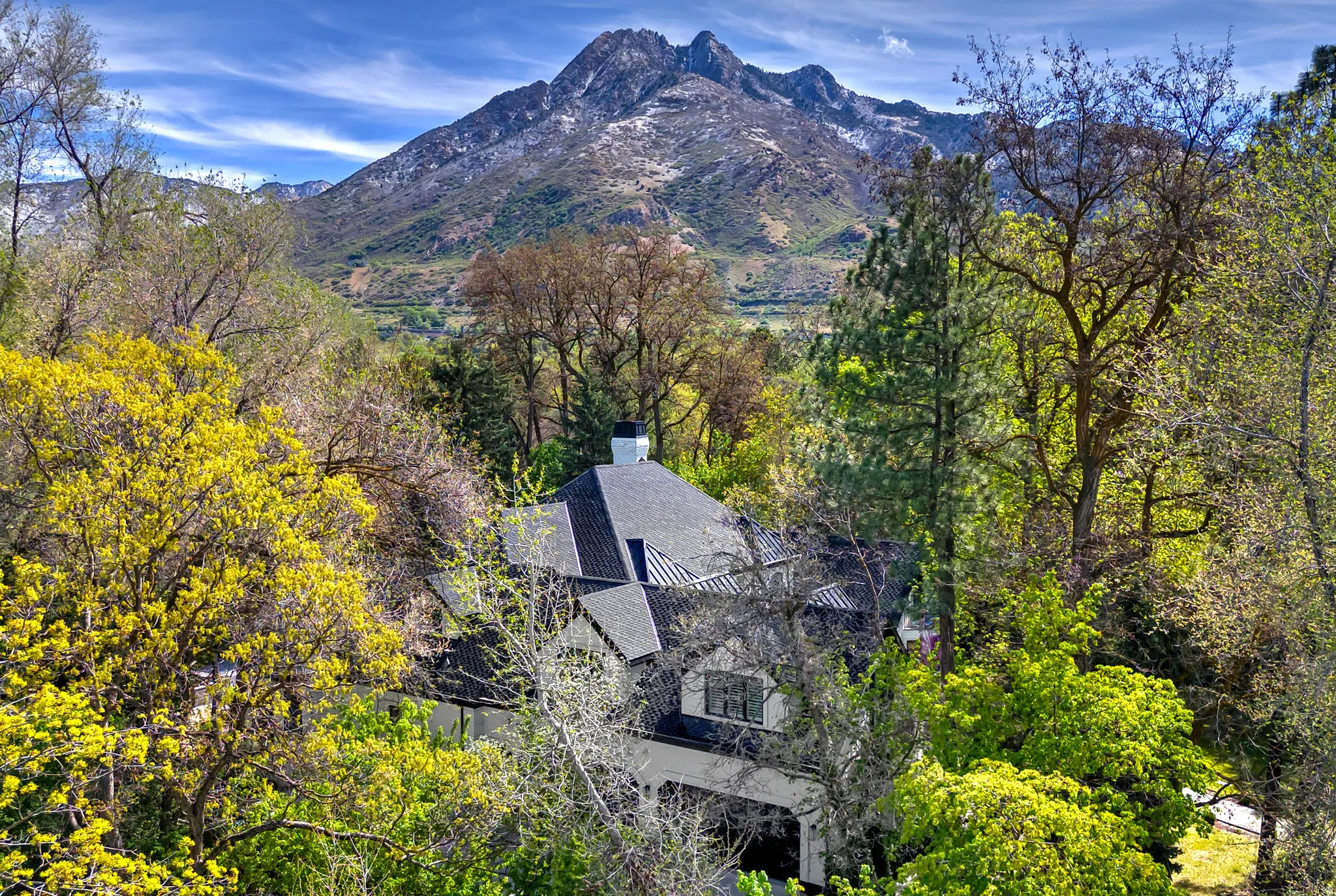 View from above of property featuring mountains