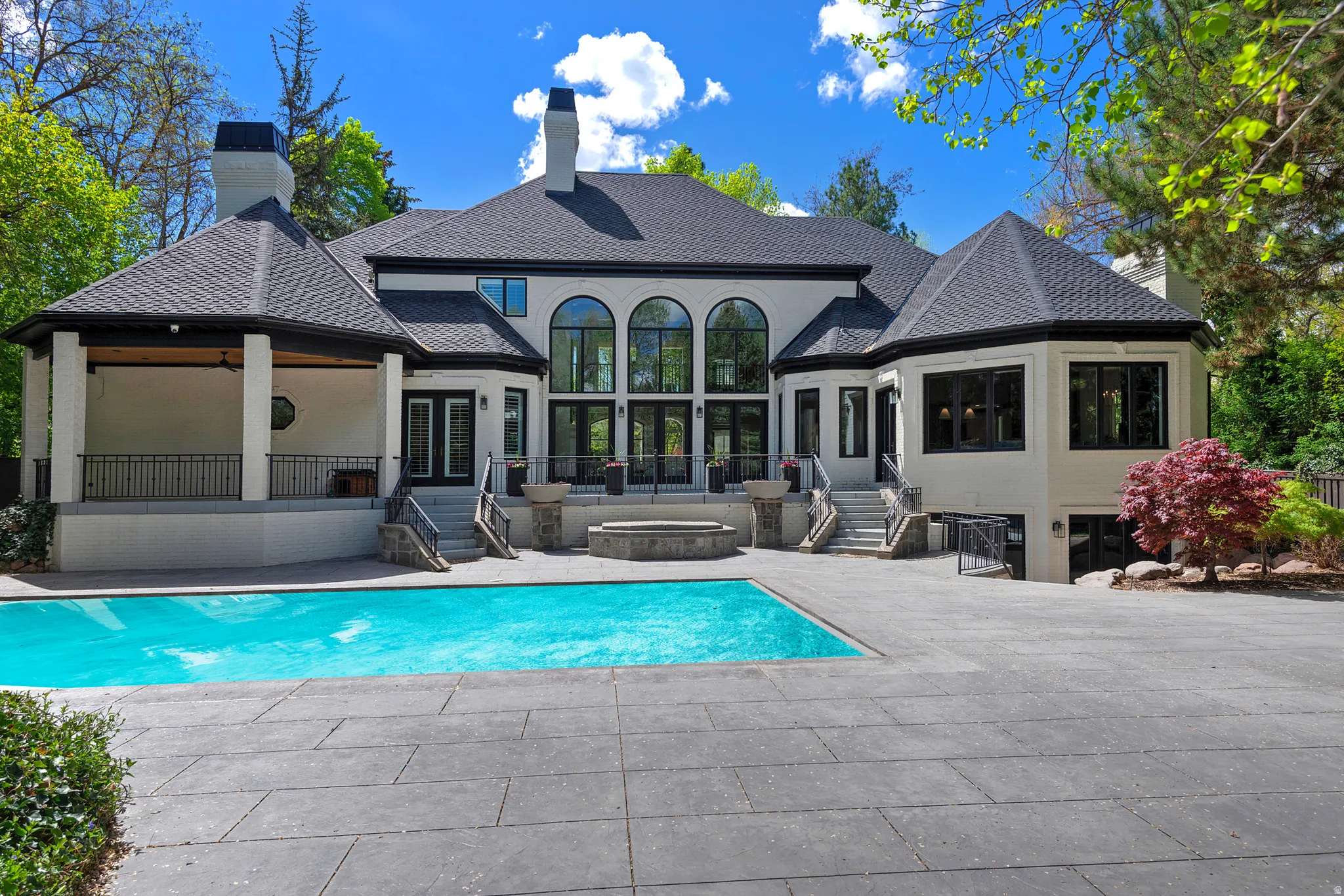 Perfect backyard for entertaining.  Huge patios, outdoor kitchen and all the amenities.