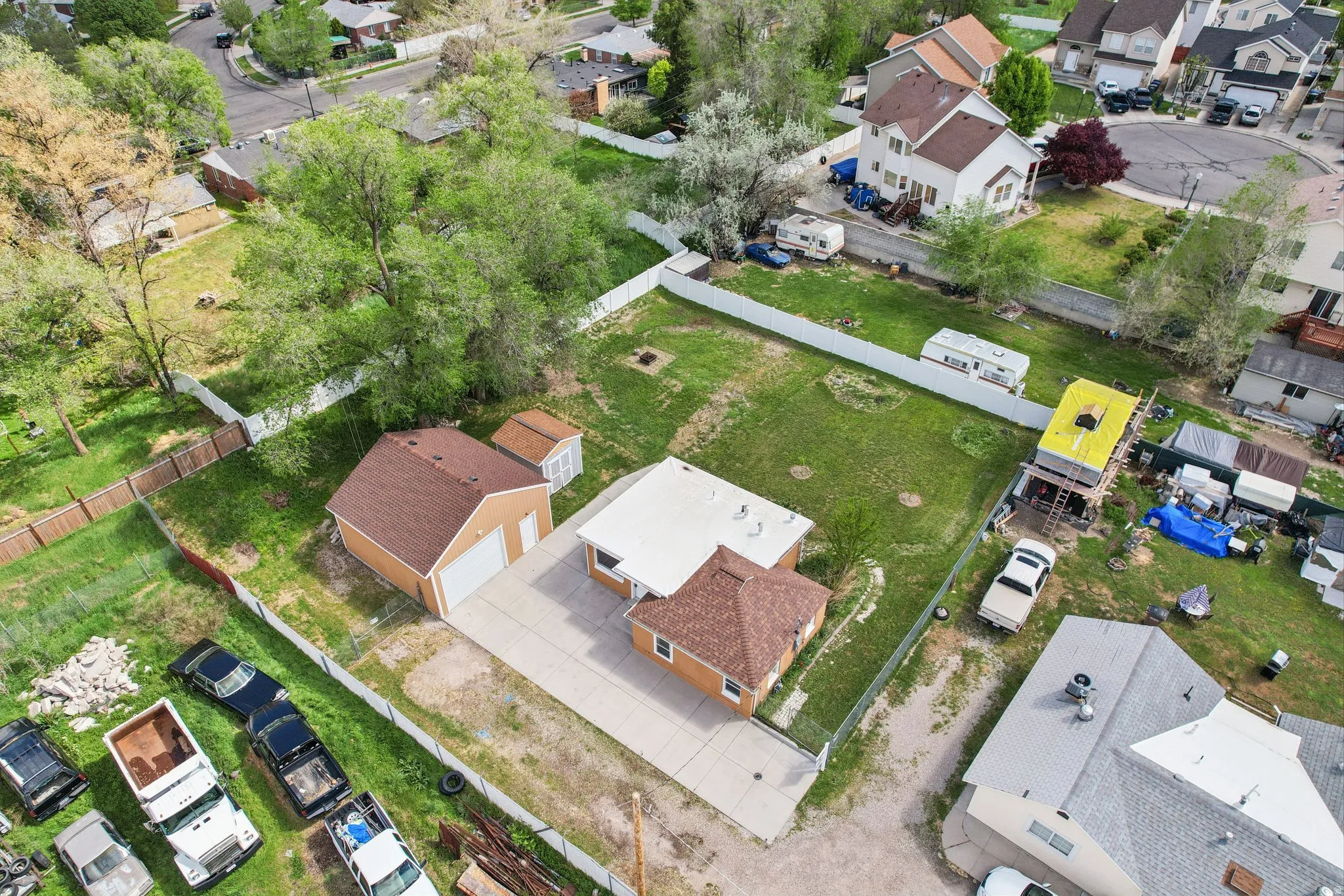 Aerial perspective of suburban area