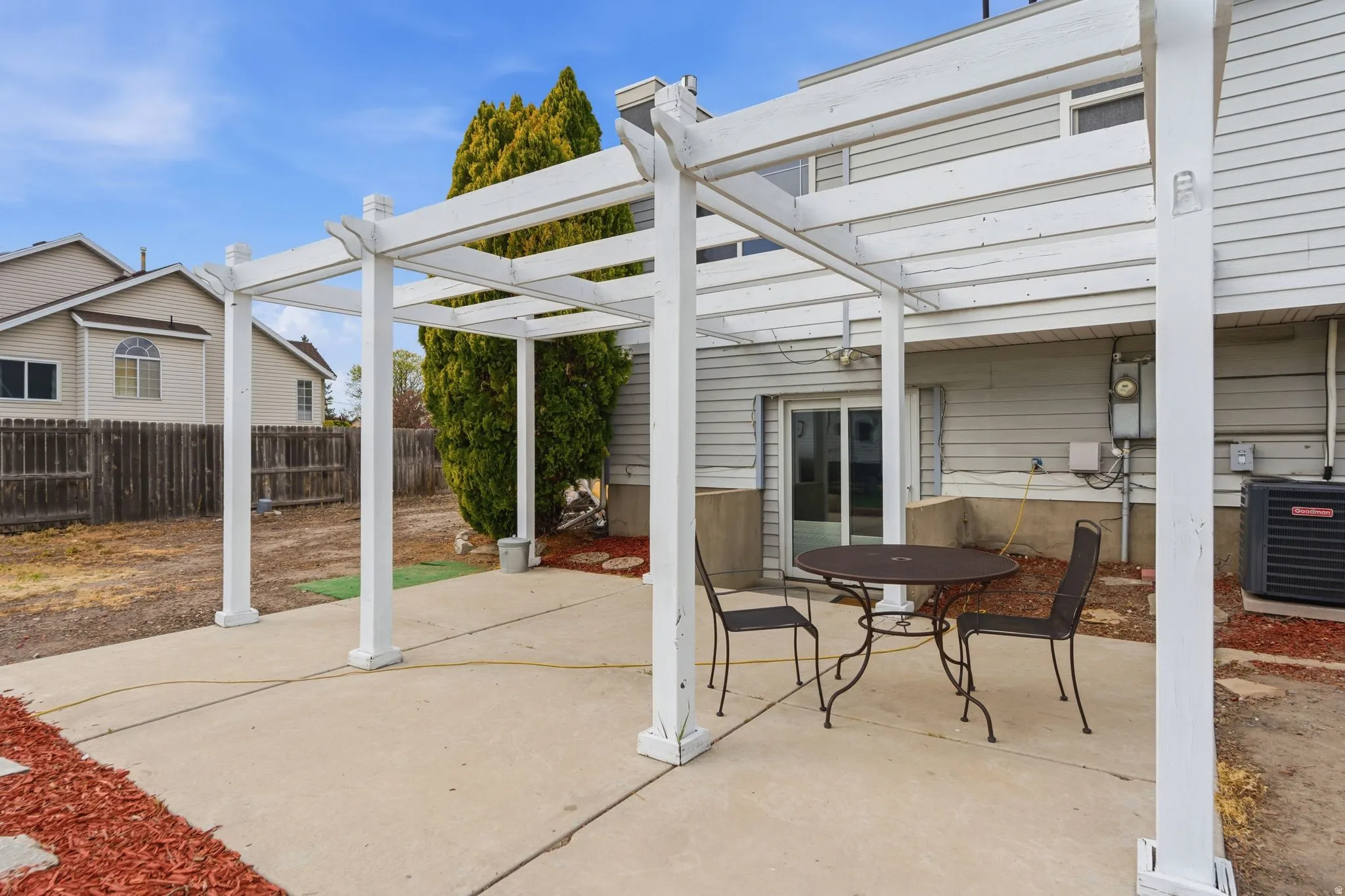 View of patio / terrace featuring a pergola and outdoor dining area
