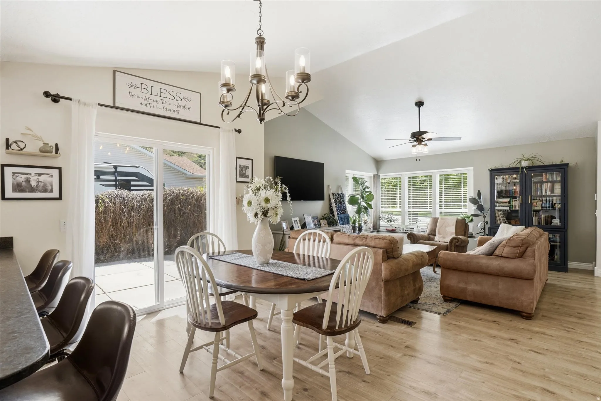 Dining room with sliding door to the east patio