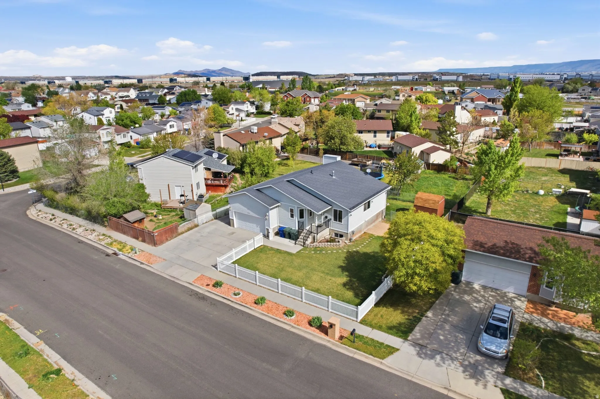 Aerial view of a mountain backdrop