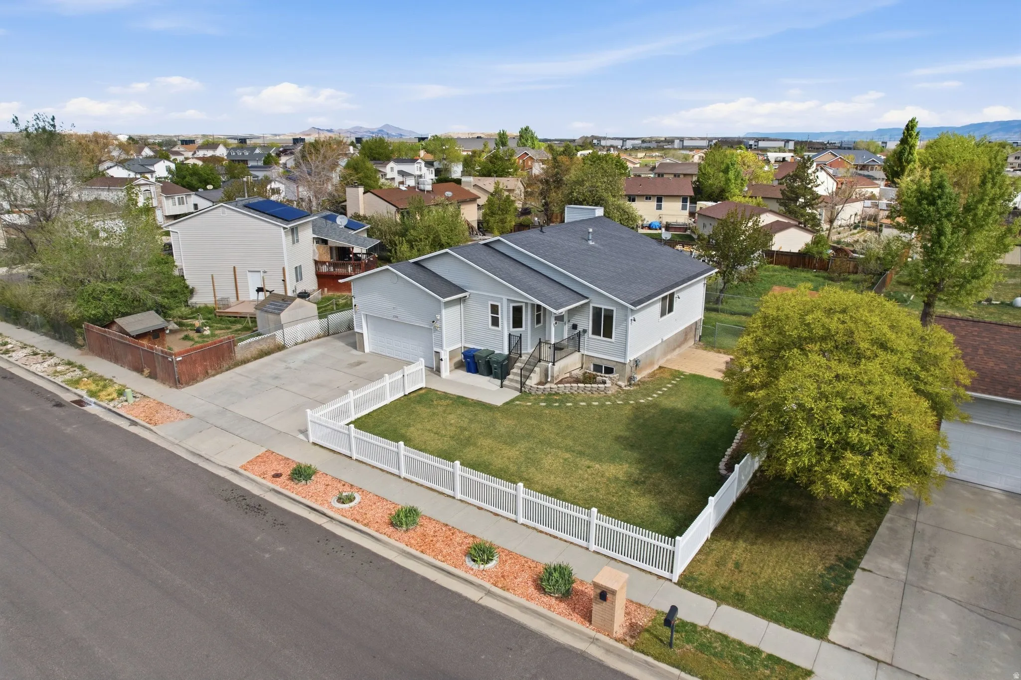Aerial perspective of suburban area