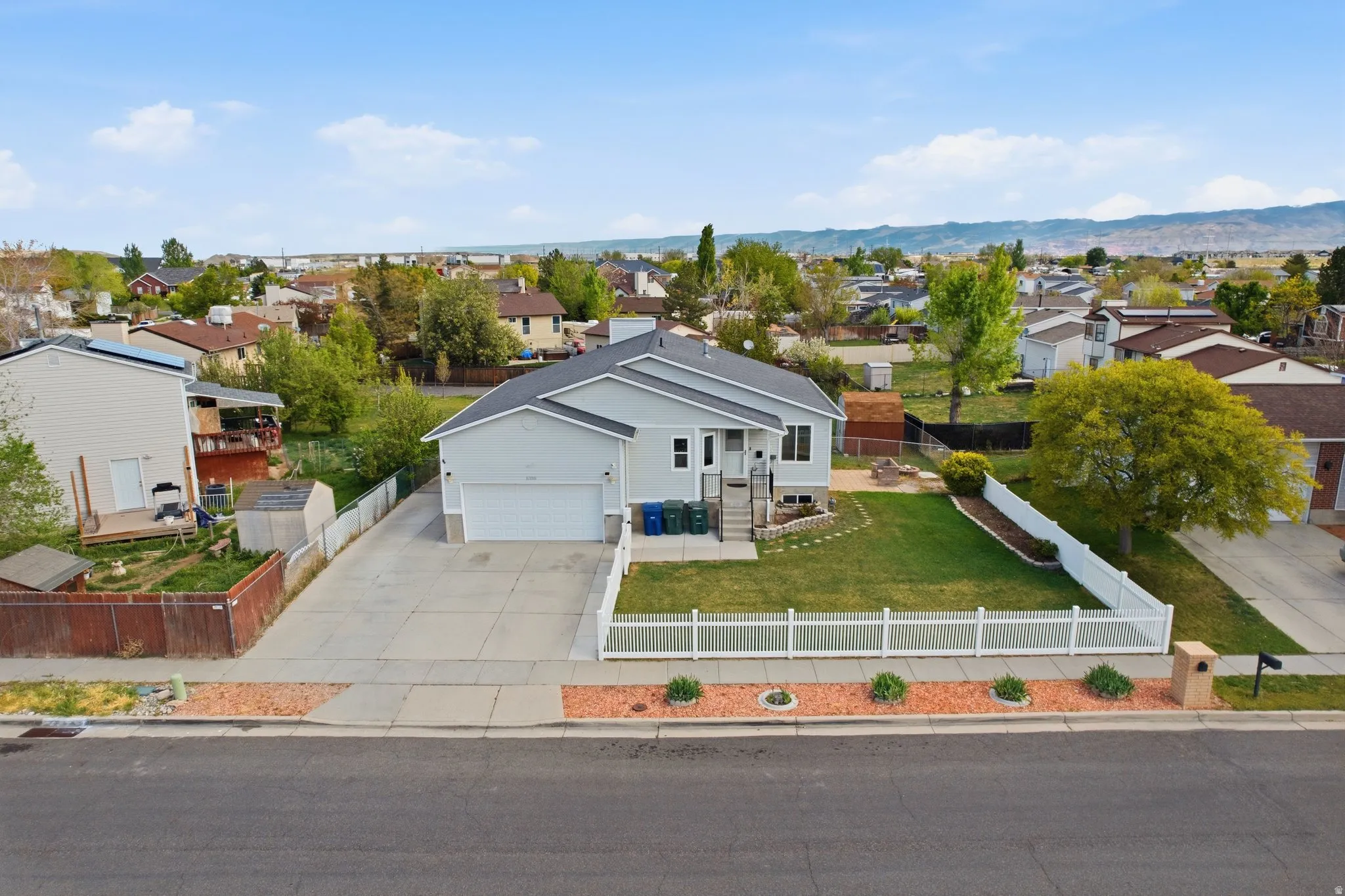 Aerial perspective of suburban area