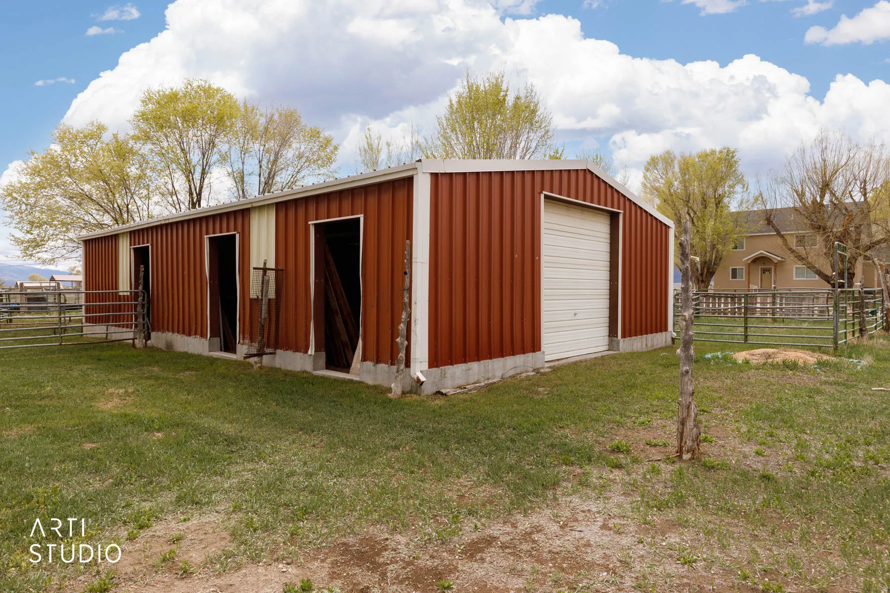 View of detached garage