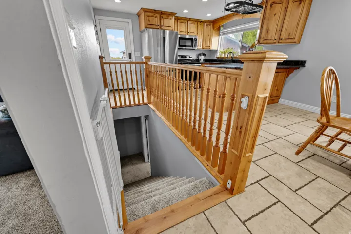 Stairs featuring recessed lighting