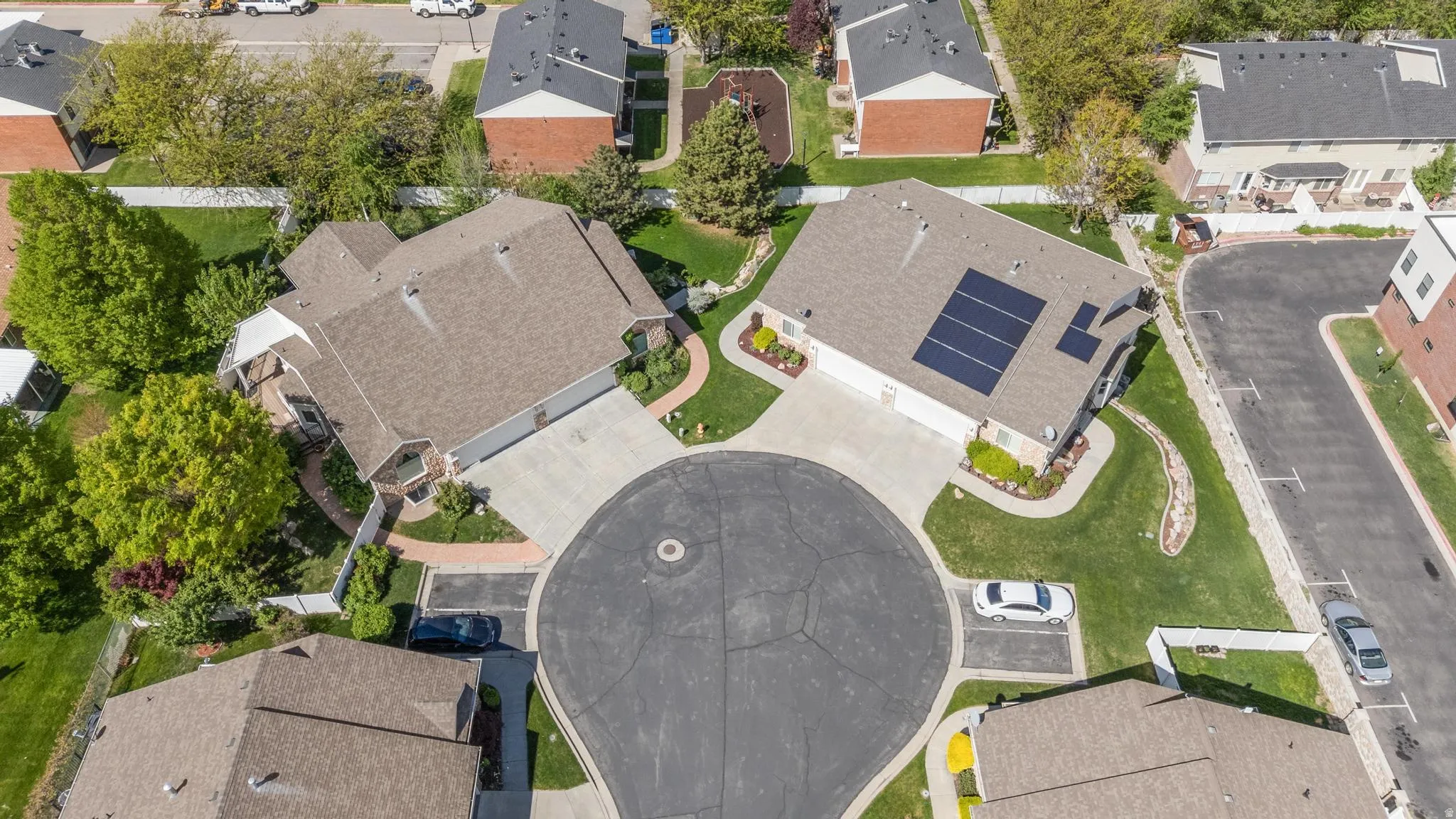 Aerial perspective of suburban area