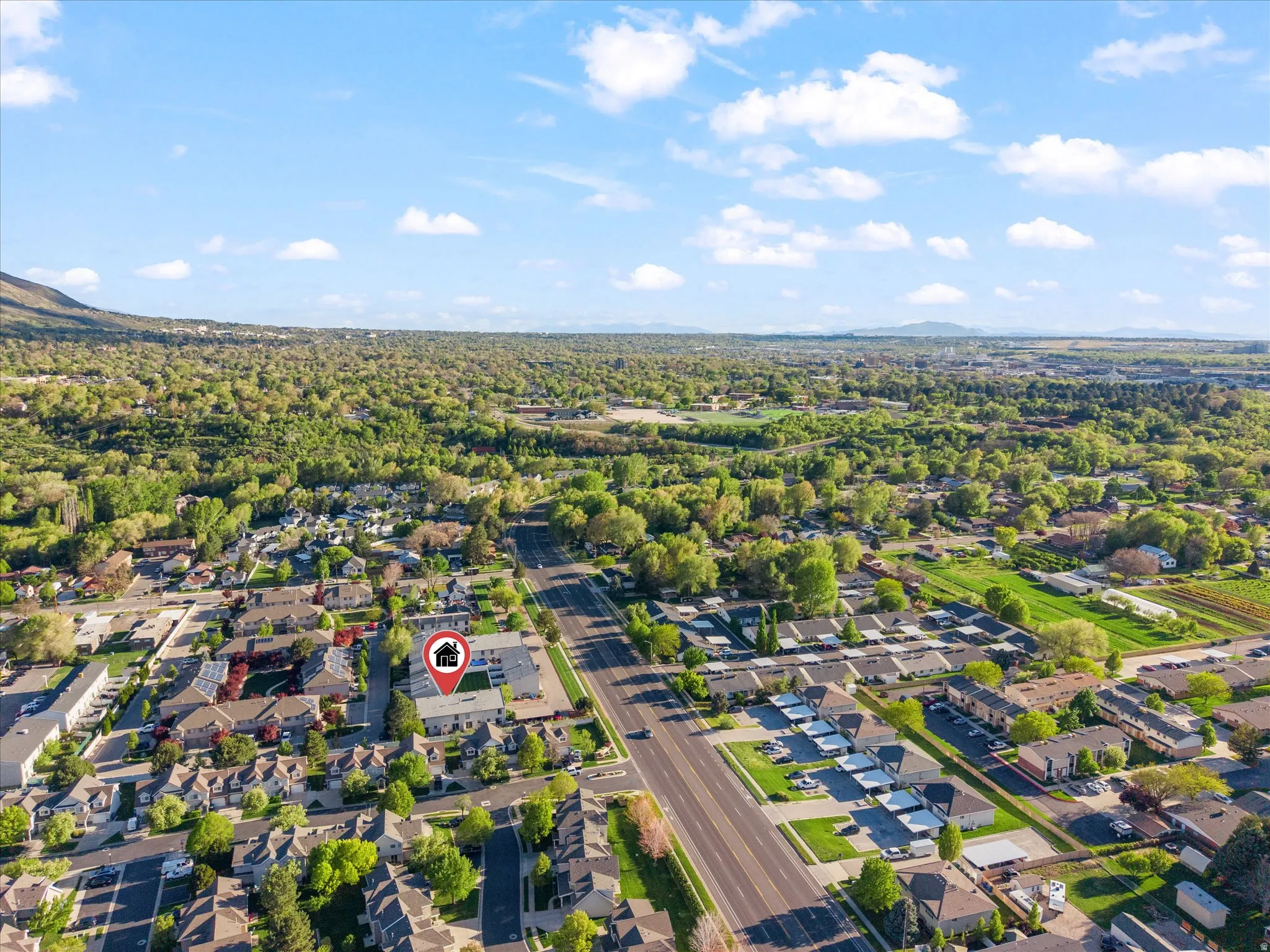 Aerial view of residential area