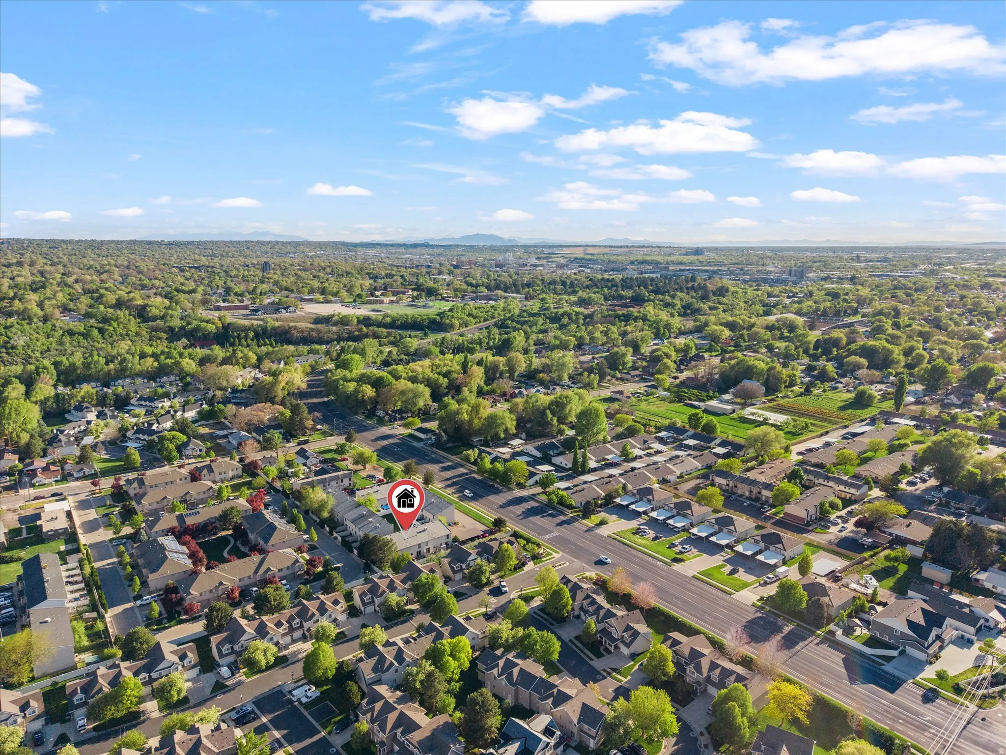Aerial view of residential area