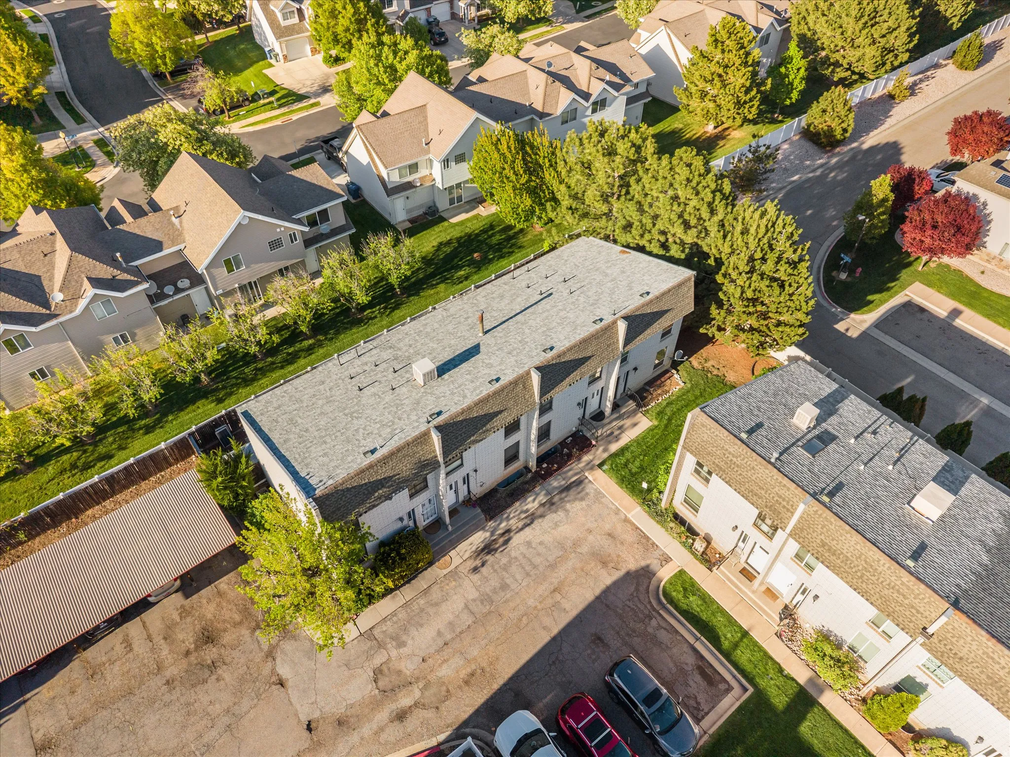 Aerial perspective of suburban area