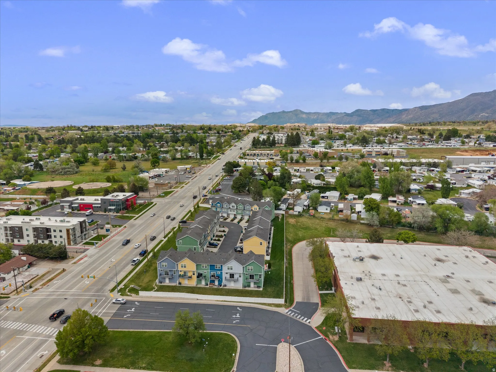 Drone / aerial view of a mountain backdrop