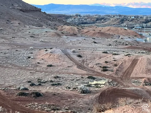 View of mountain background featuring a desert landscape