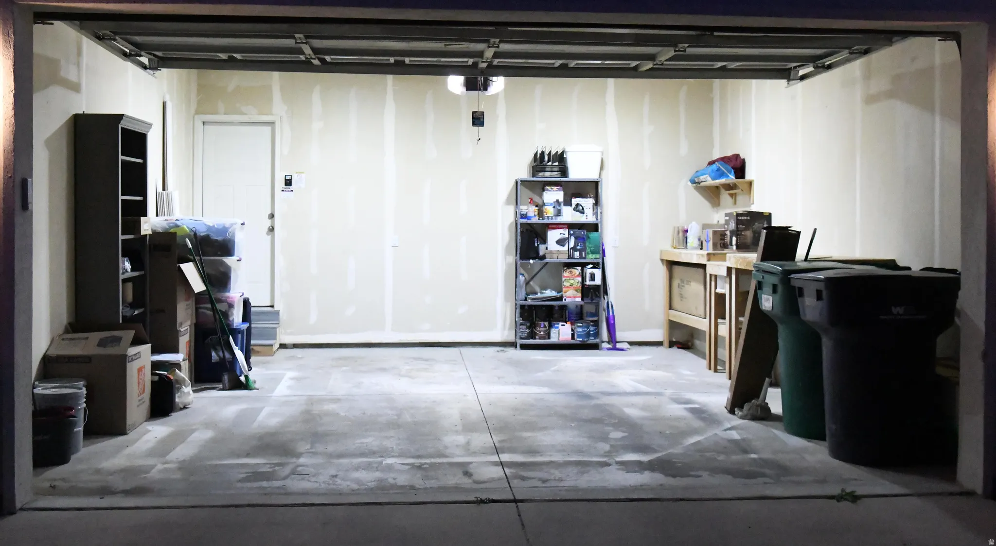 Garage with built in shelving