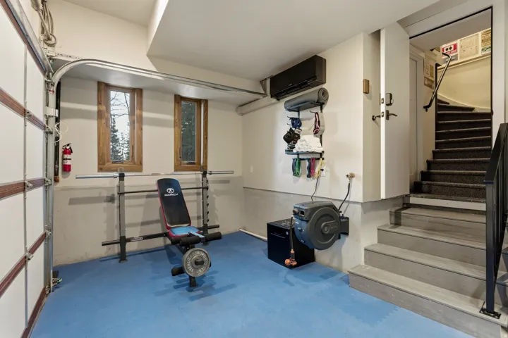 Exercise area with concrete flooring