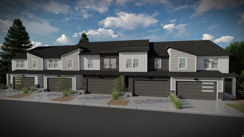 View of front of home with concrete driveway and a shingled roof