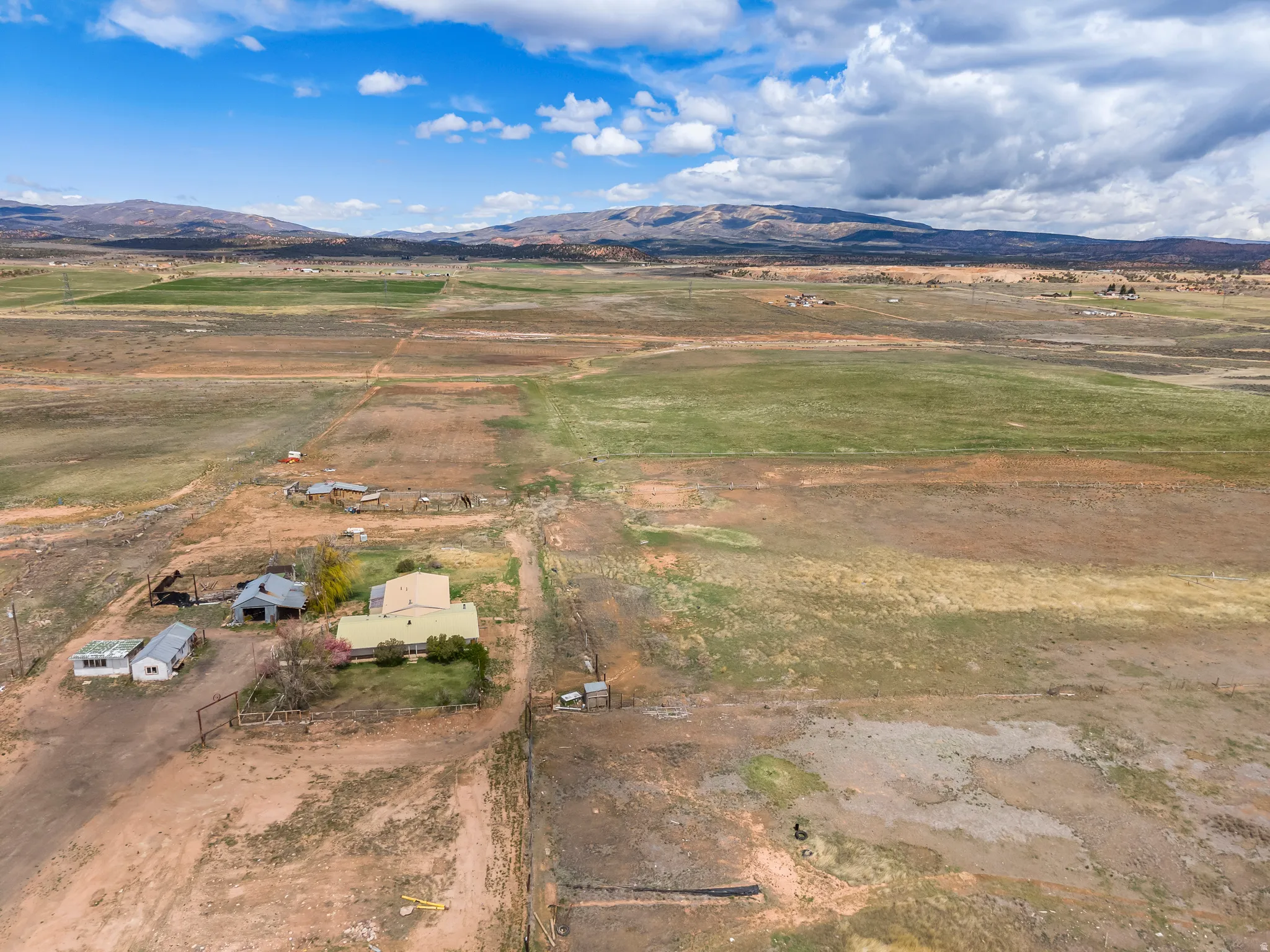 Aerial view of sparsely populated area featuring mountains