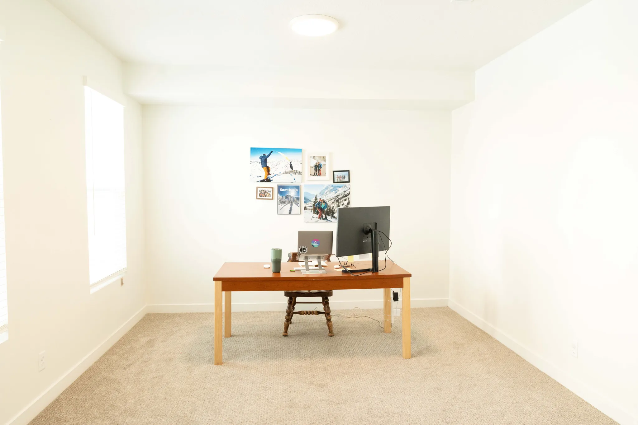 Office space with light carpet