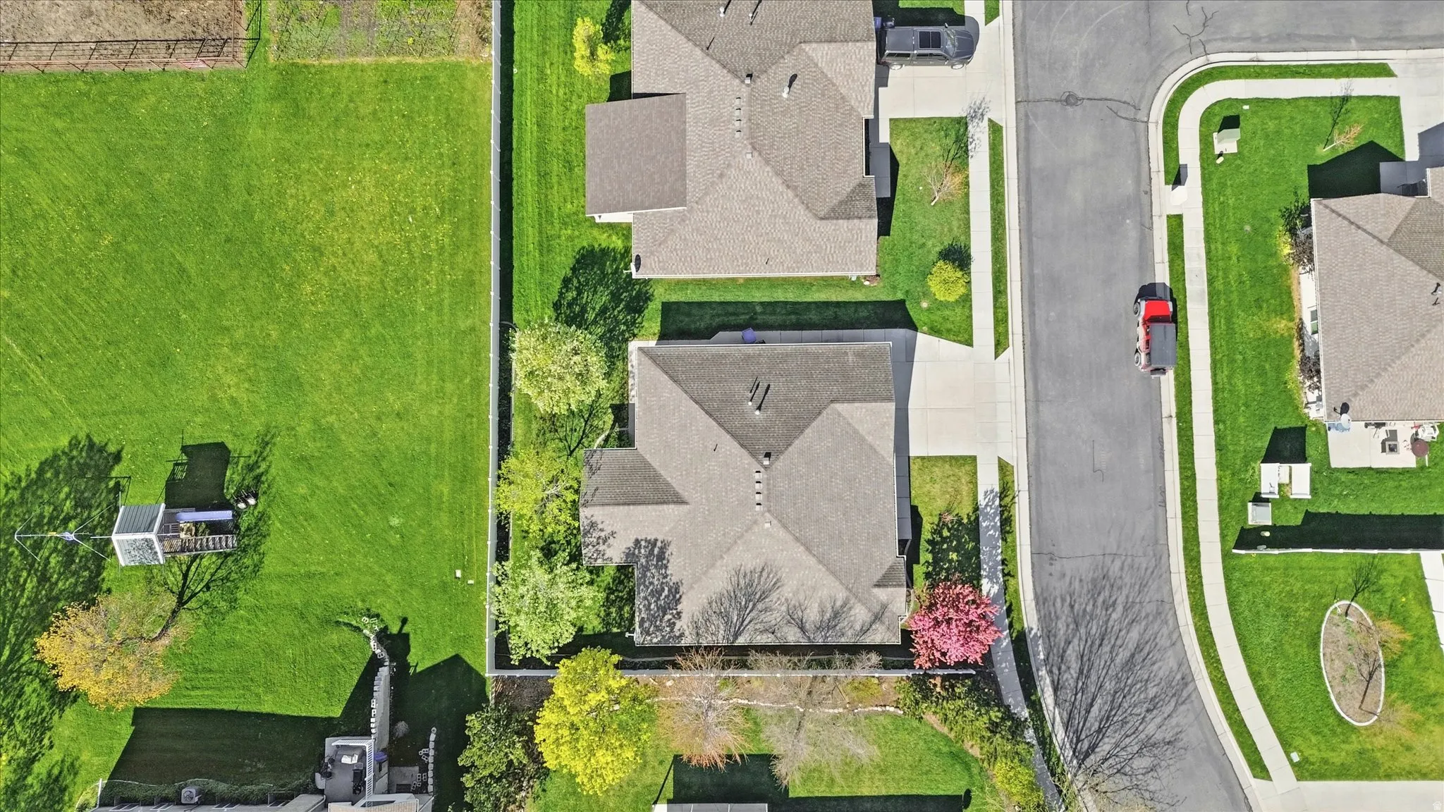 Aerial perspective of suburban area