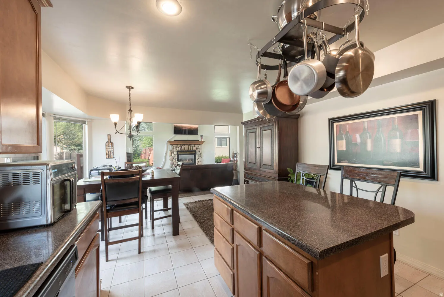 View of the open floor plan featuring kitchen, dining and living areas