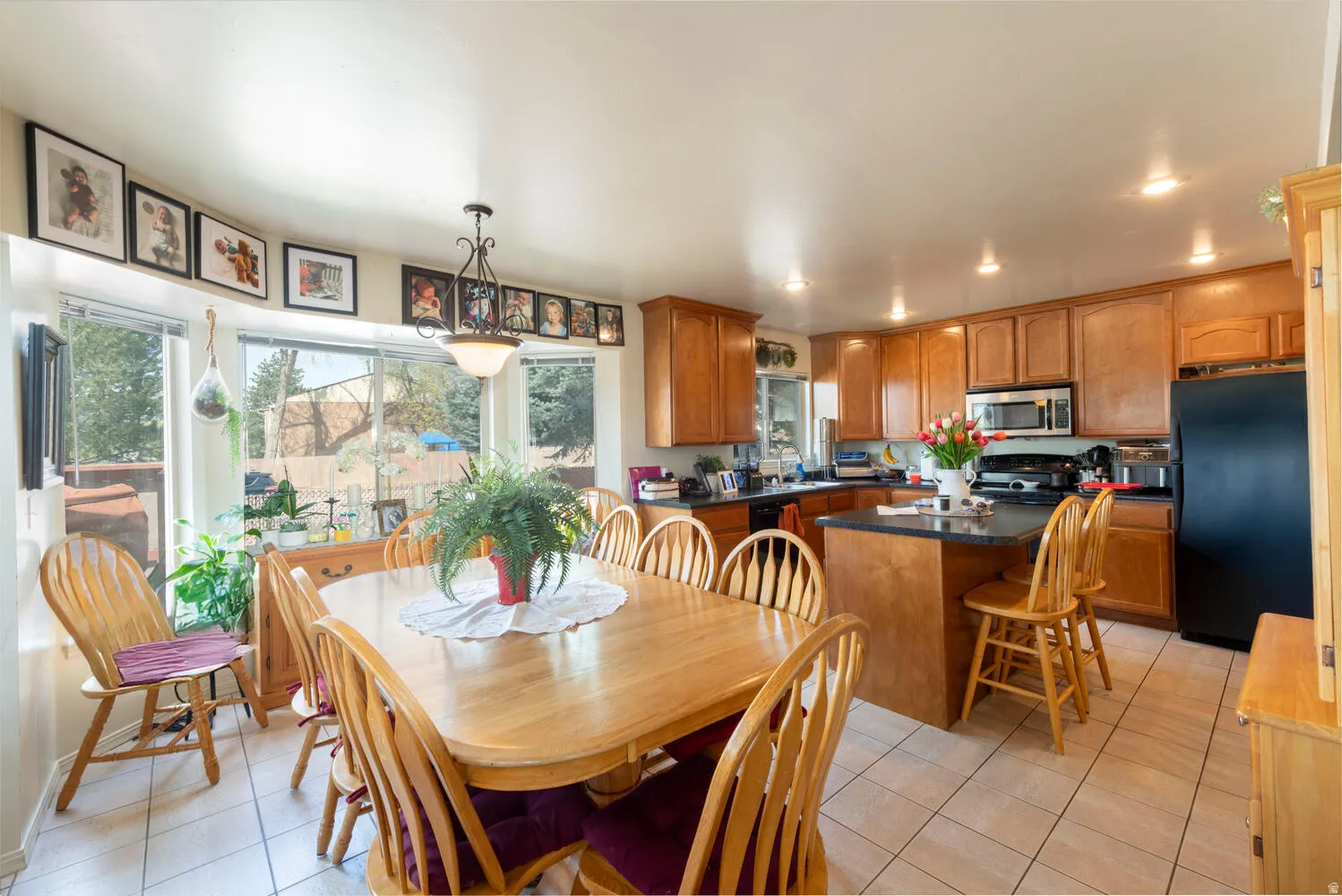 Dining space looking into kitchen