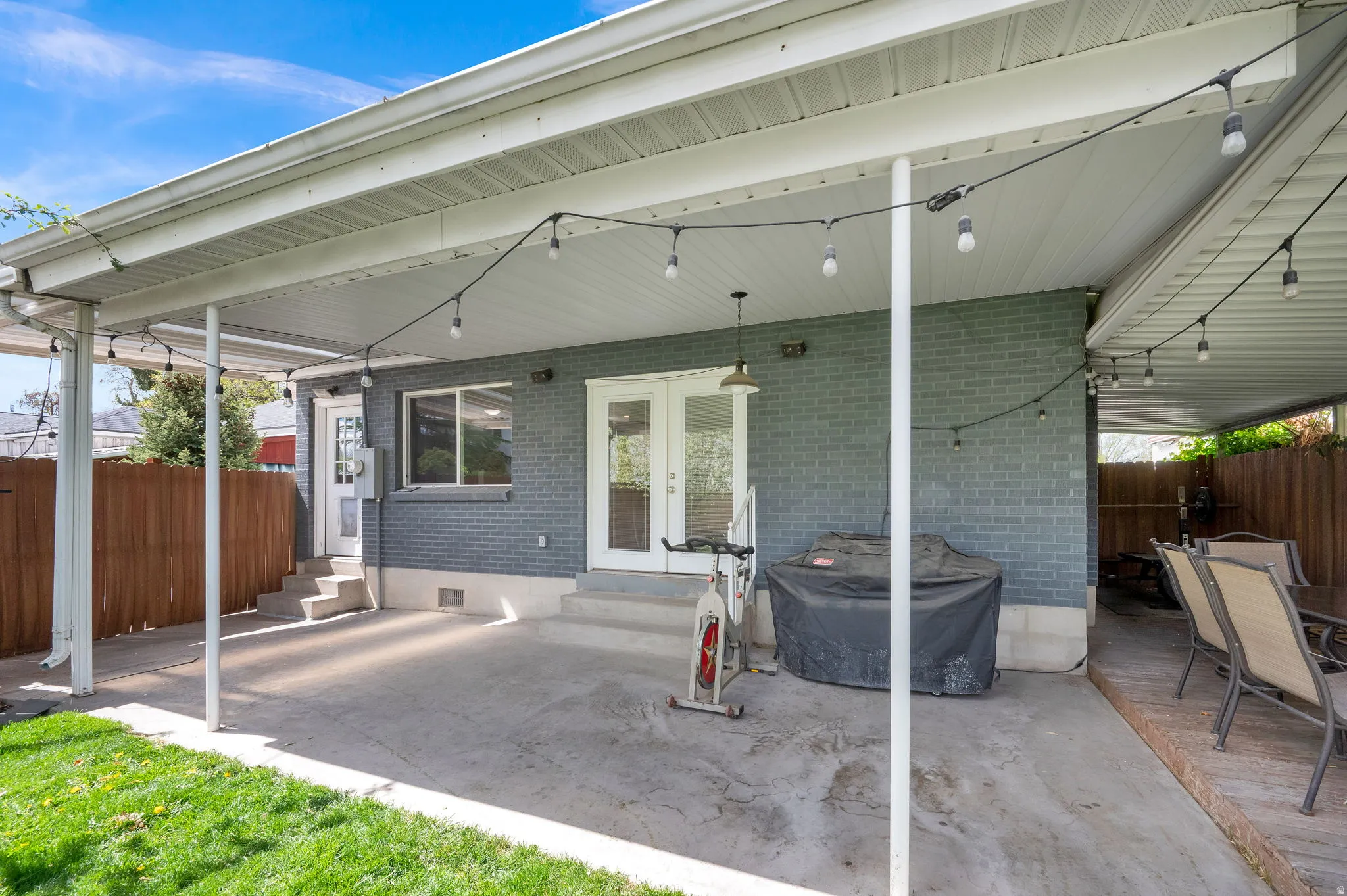 View of patio / terrace featuring entry steps and french doors