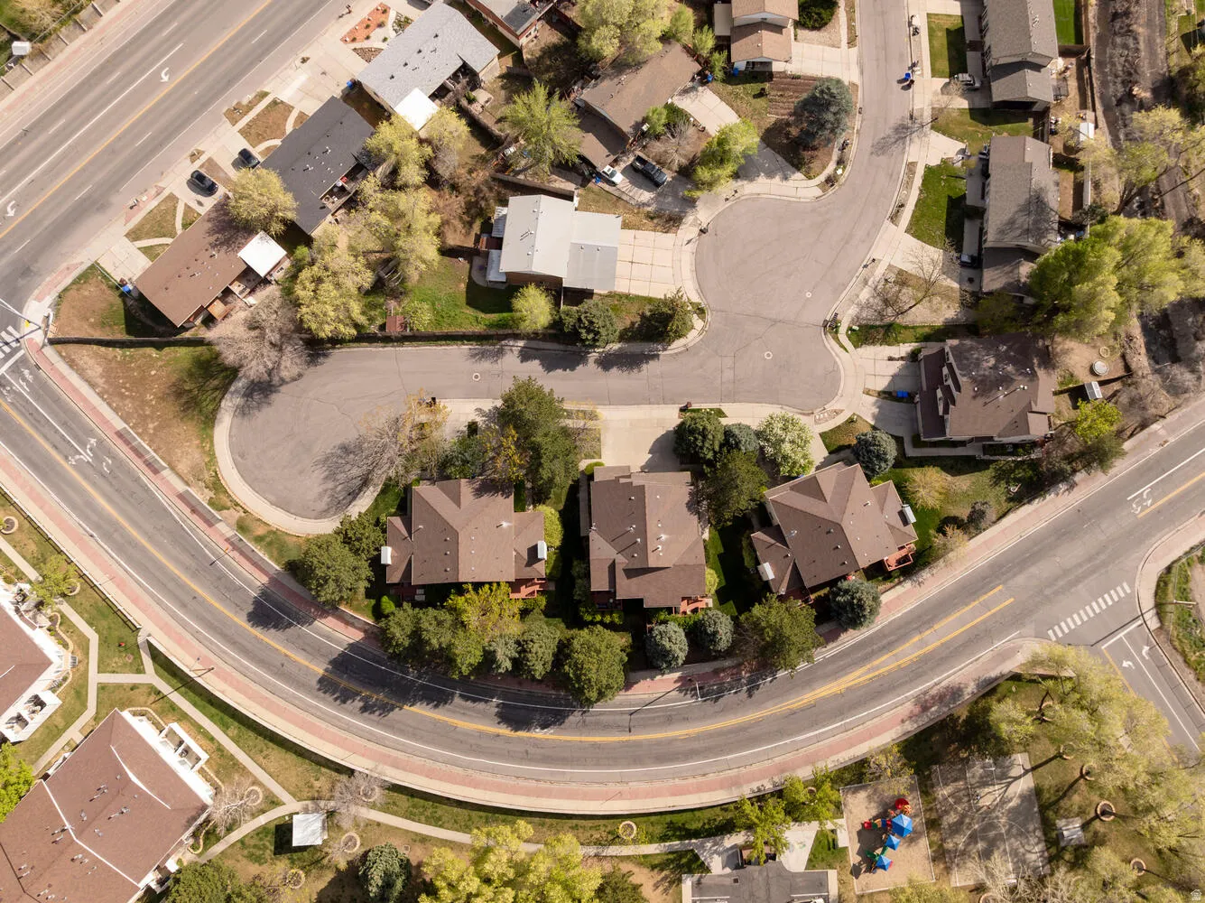 View of the 3 Southcrest Circle duplexes in the foreground that are available for purchase