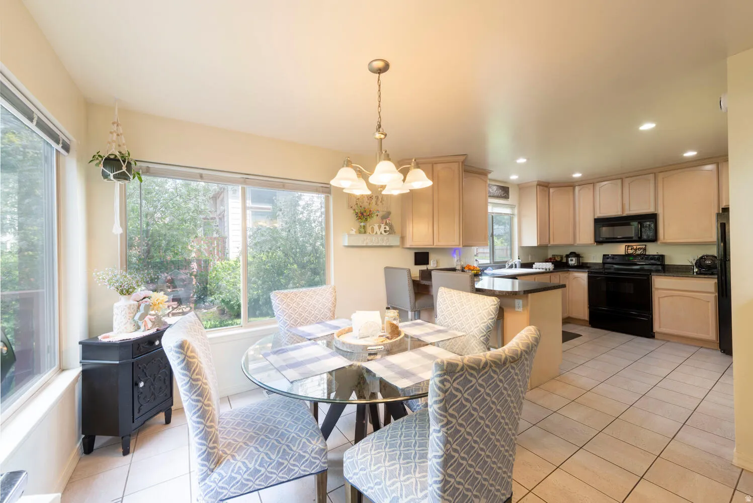 Dining space with full view of kitchen