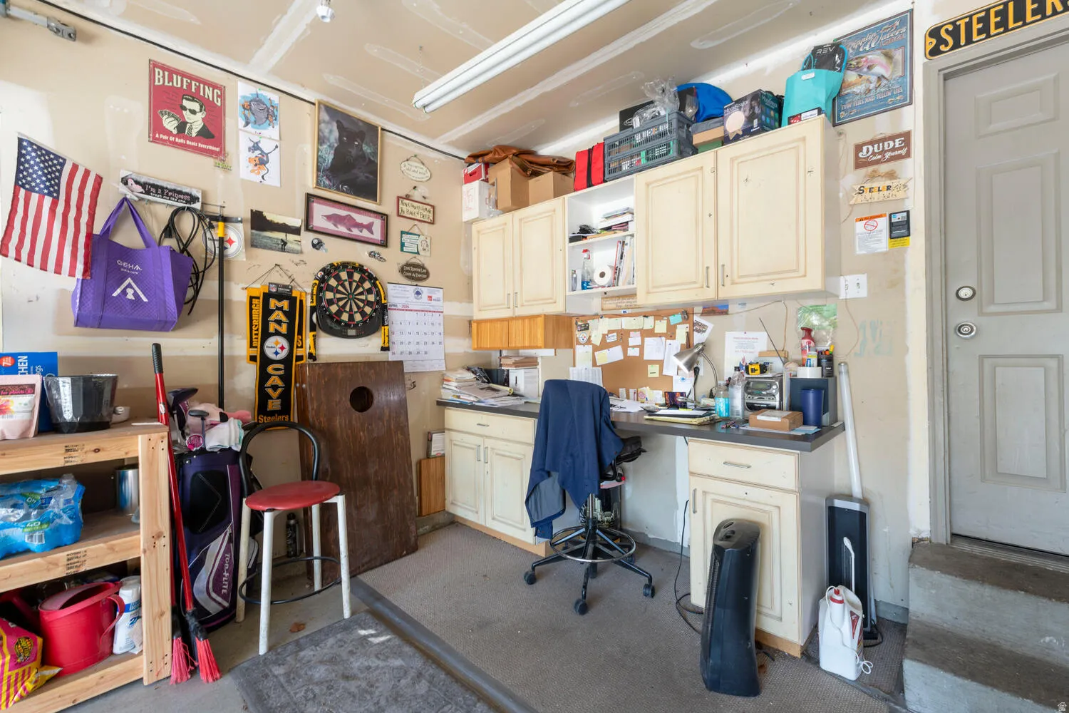 Office space featuring concrete floors