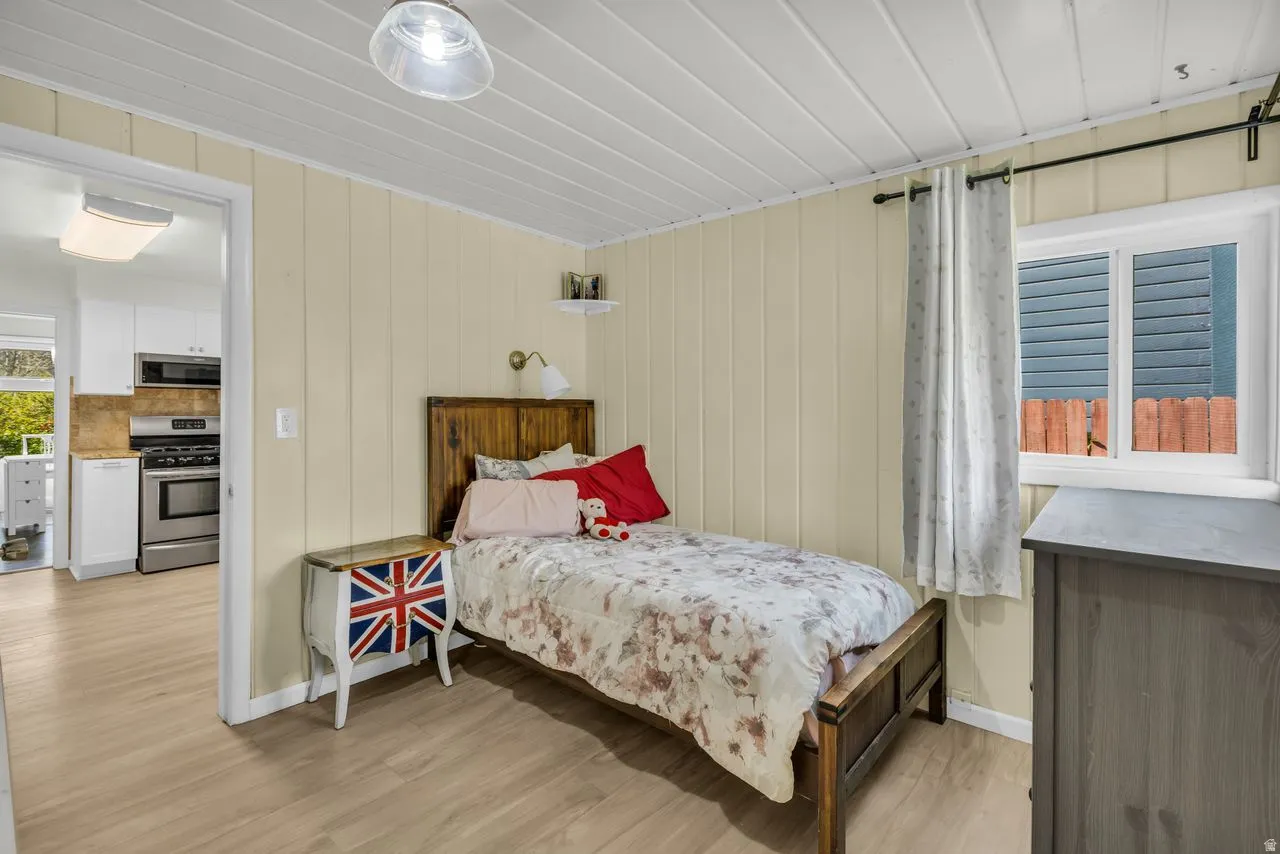 Bedroom with light wood-type flooring