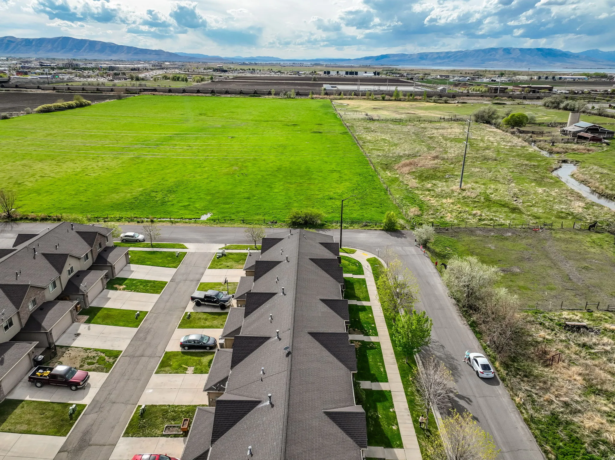 Drone / aerial view of a mountain backdrop