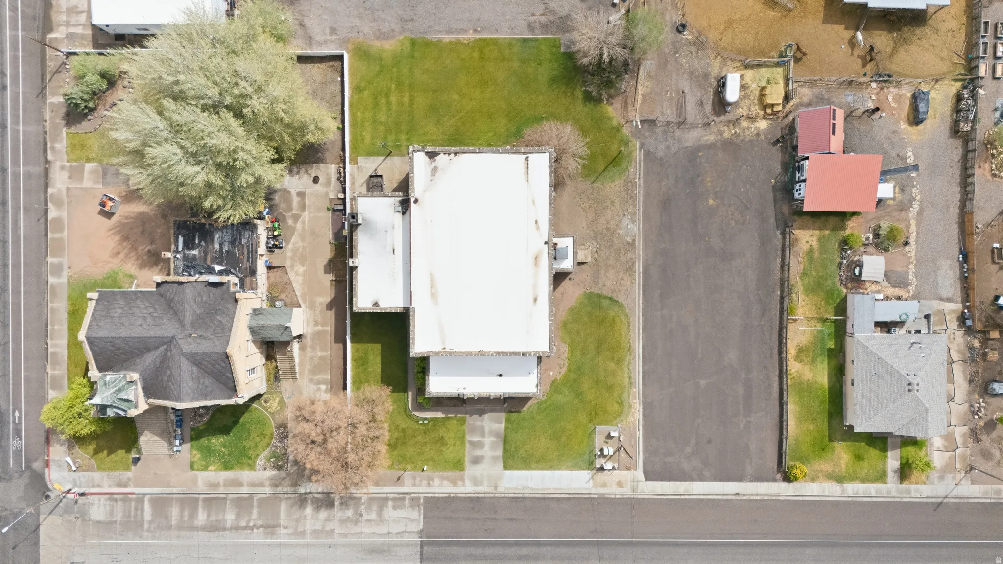Aerial perspective of suburban area