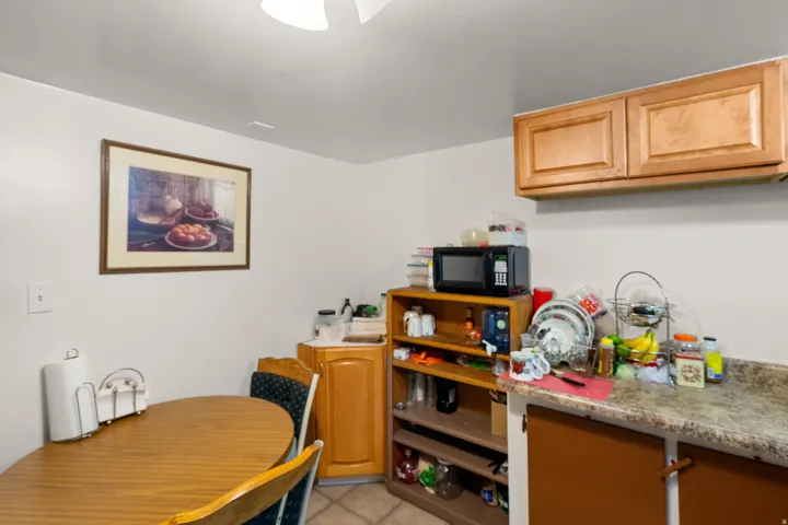 Kitchen featuring black microwave