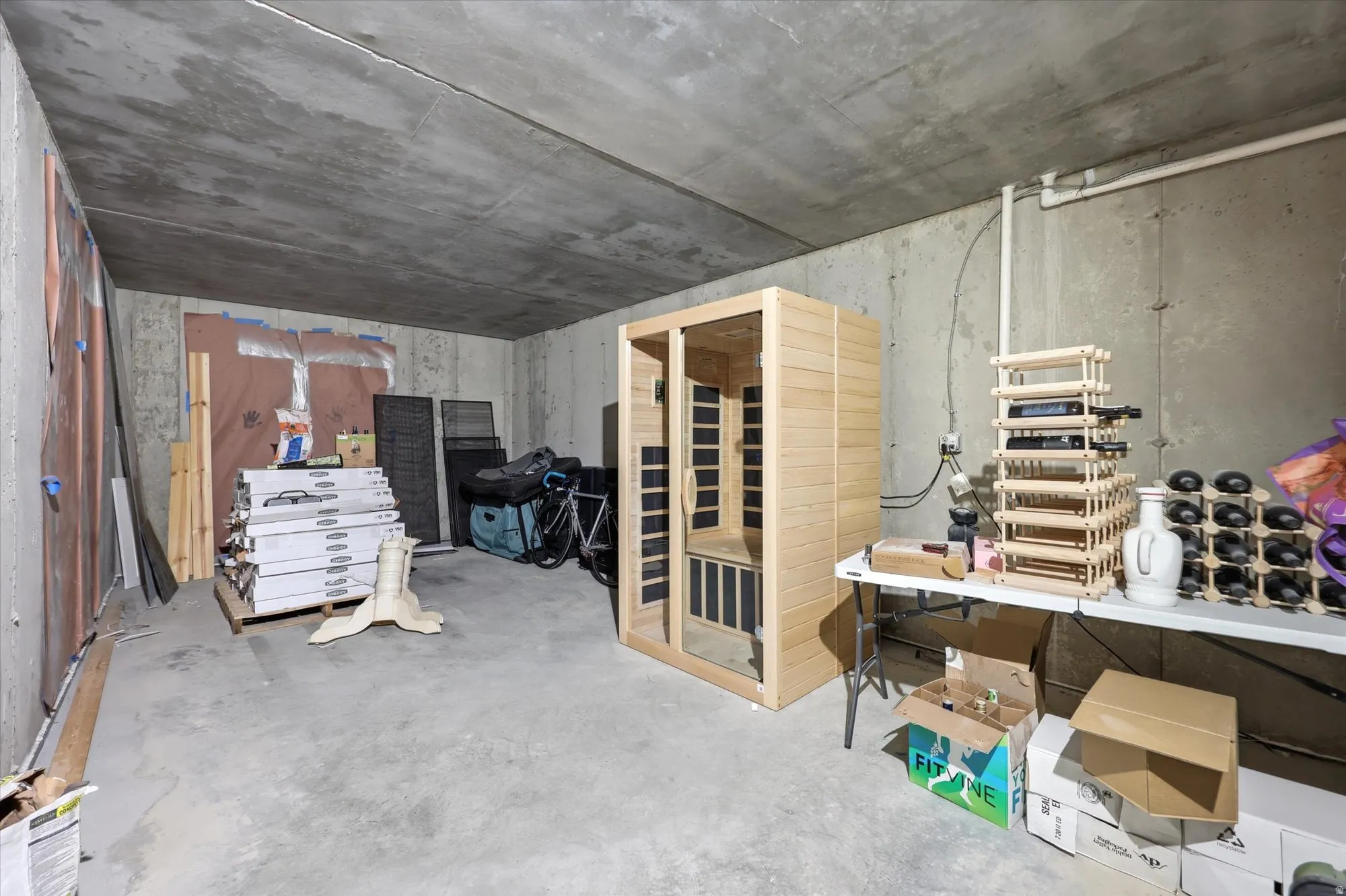 Storage featuring a sauna.
