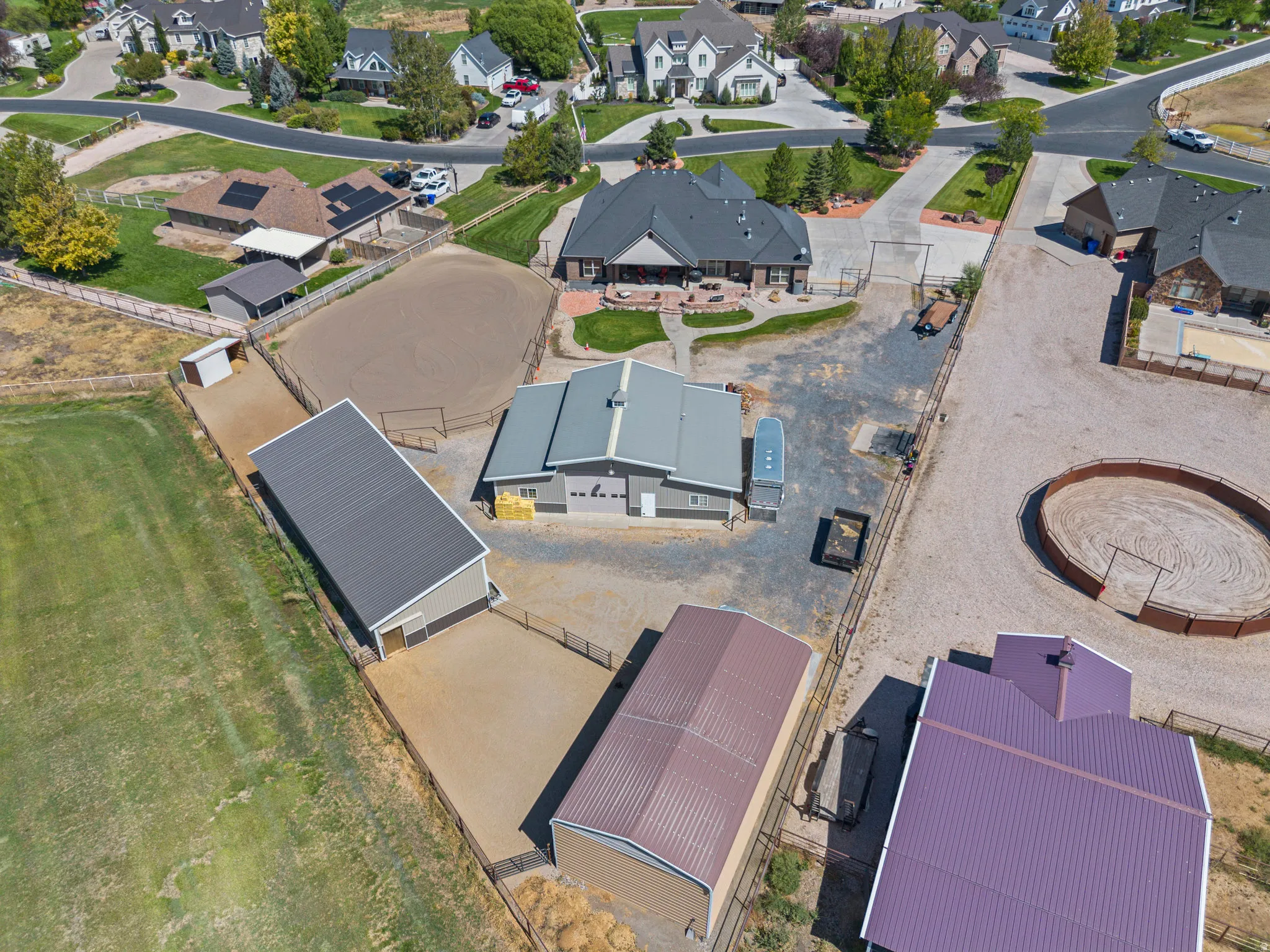 Aerial perspective of suburban area