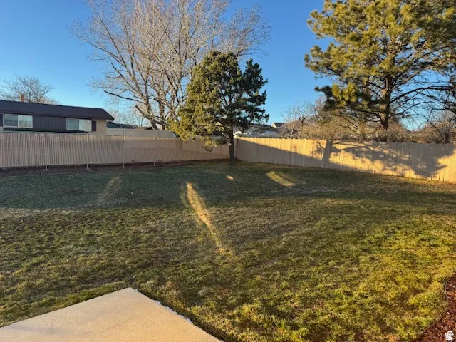 View of fenced backyard
