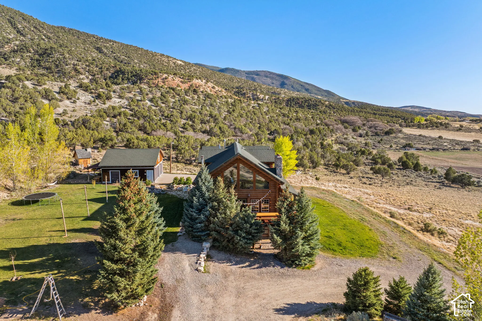 View of subject property with mountains