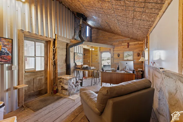 Homestead Market - Office with small wood-burning stove