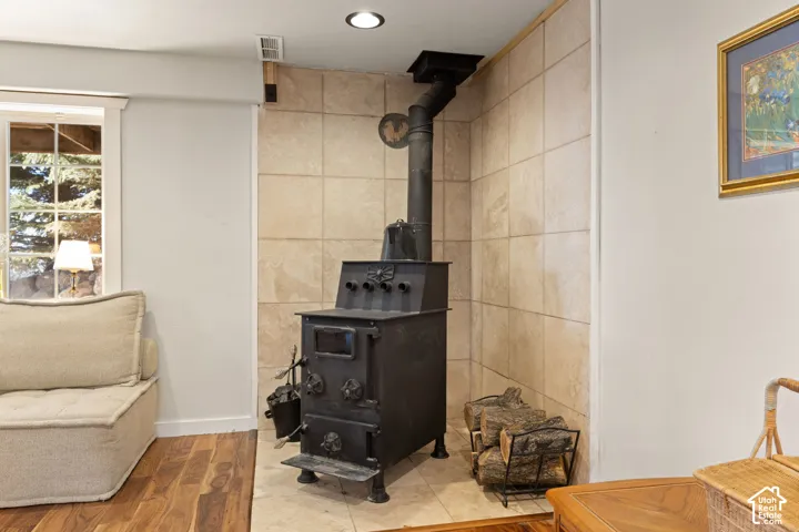 Large great room with coal/wood burning stove. Separate basement entrance, ideal for ADU