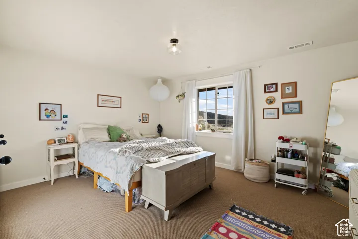 Bedroom with carpet floors
