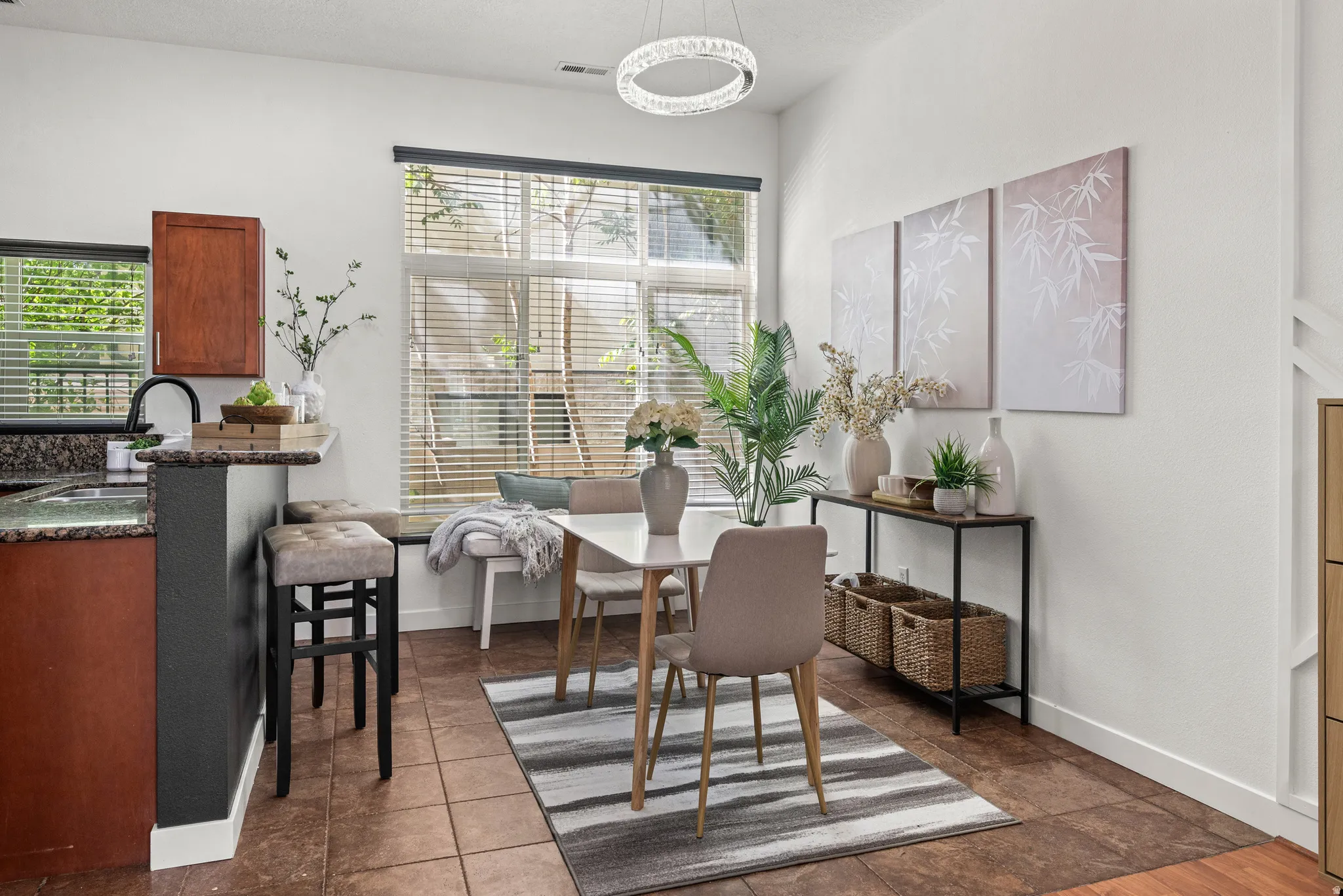 Dining space with baseboards