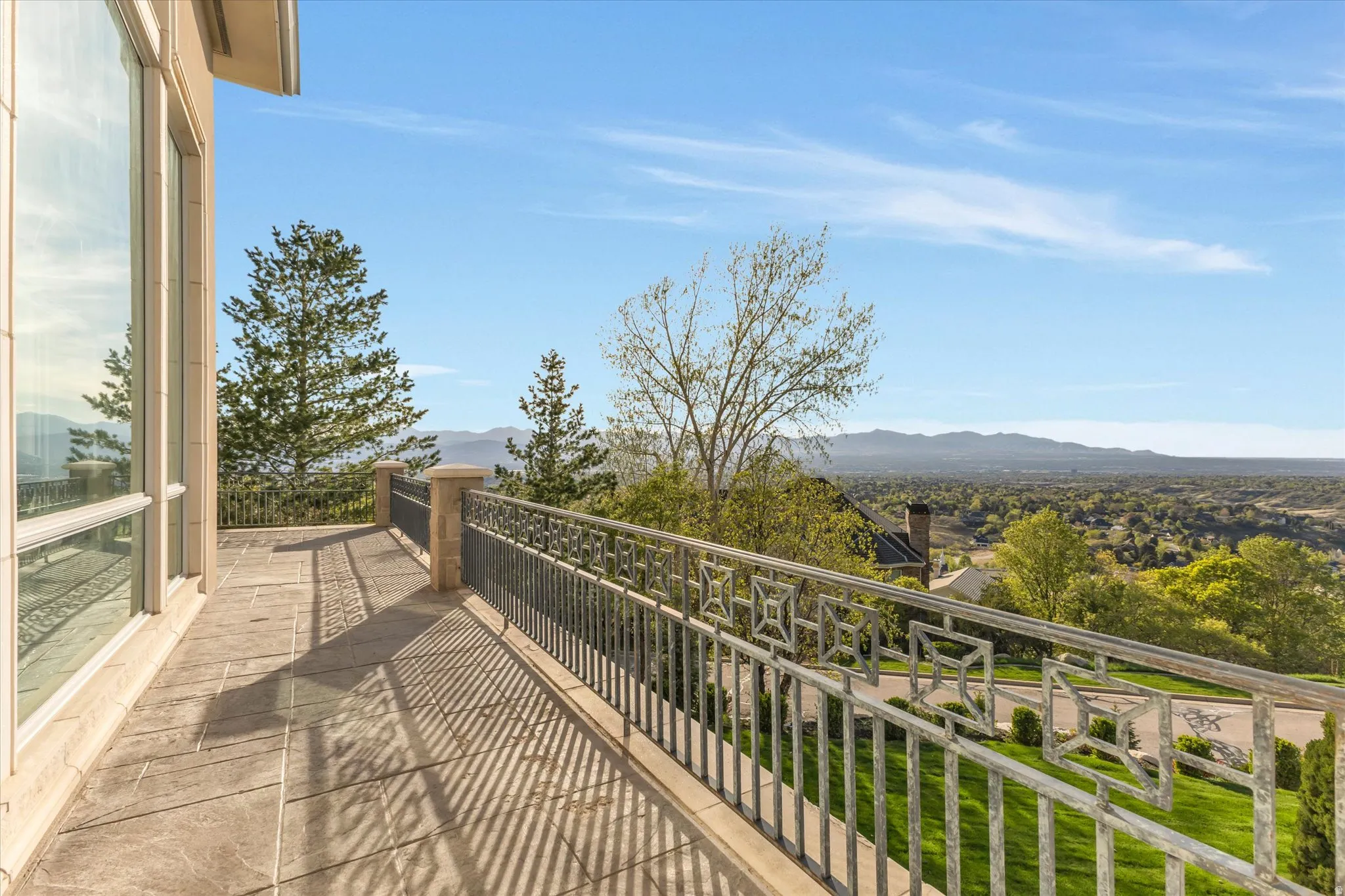 Balcony with a mountain view