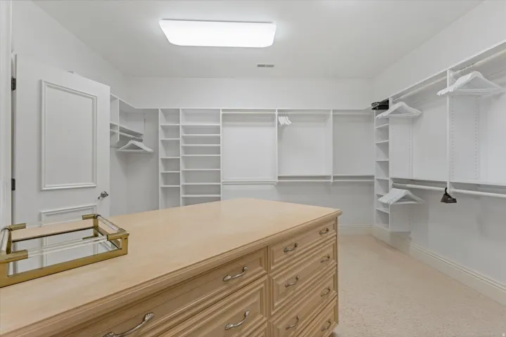 Walk in closet featuring light carpet