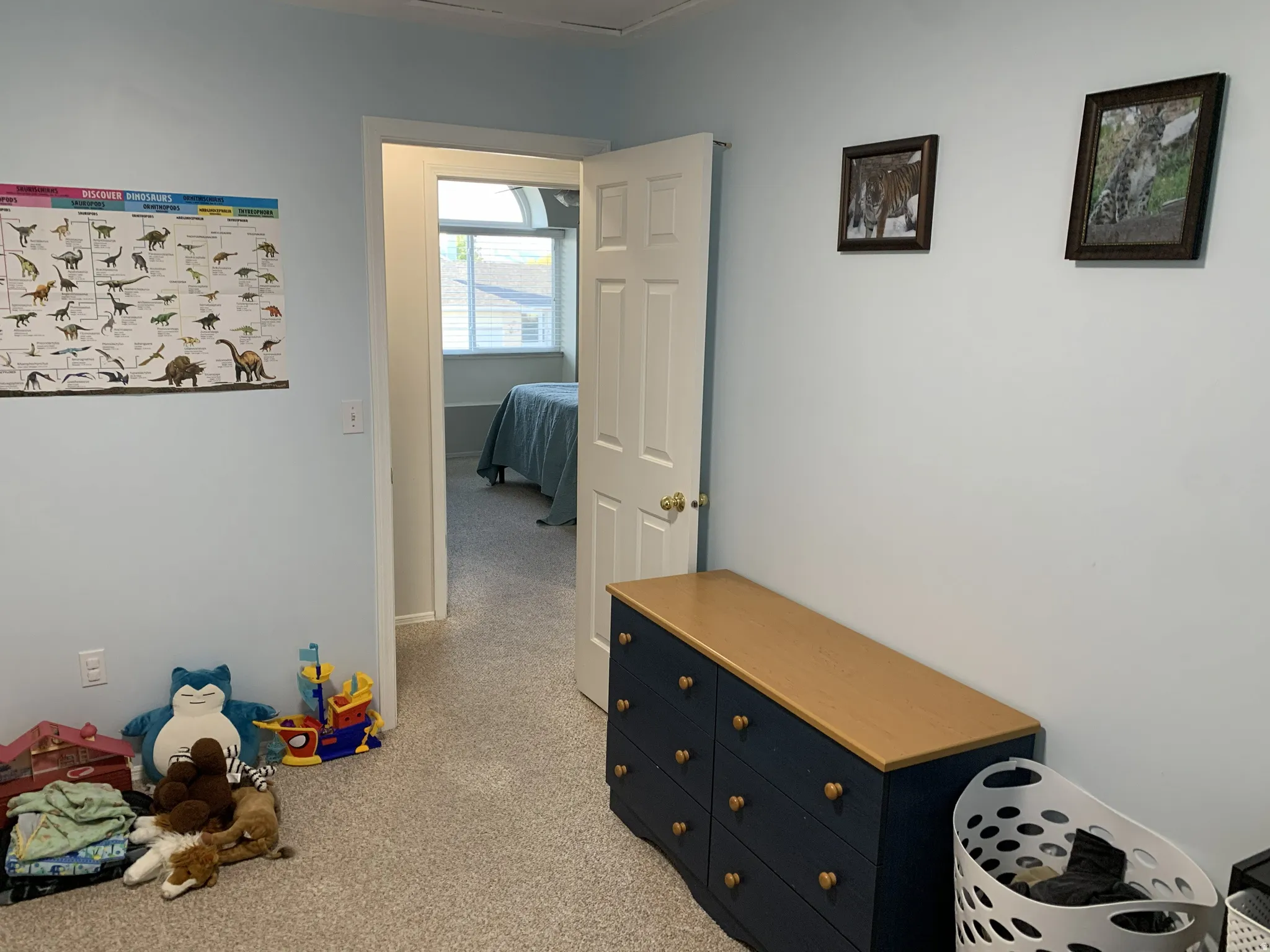 Playroom with light colored carpet