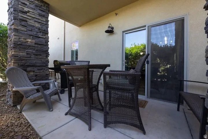 View of patio / terrace with outdoor dining area and grilling area