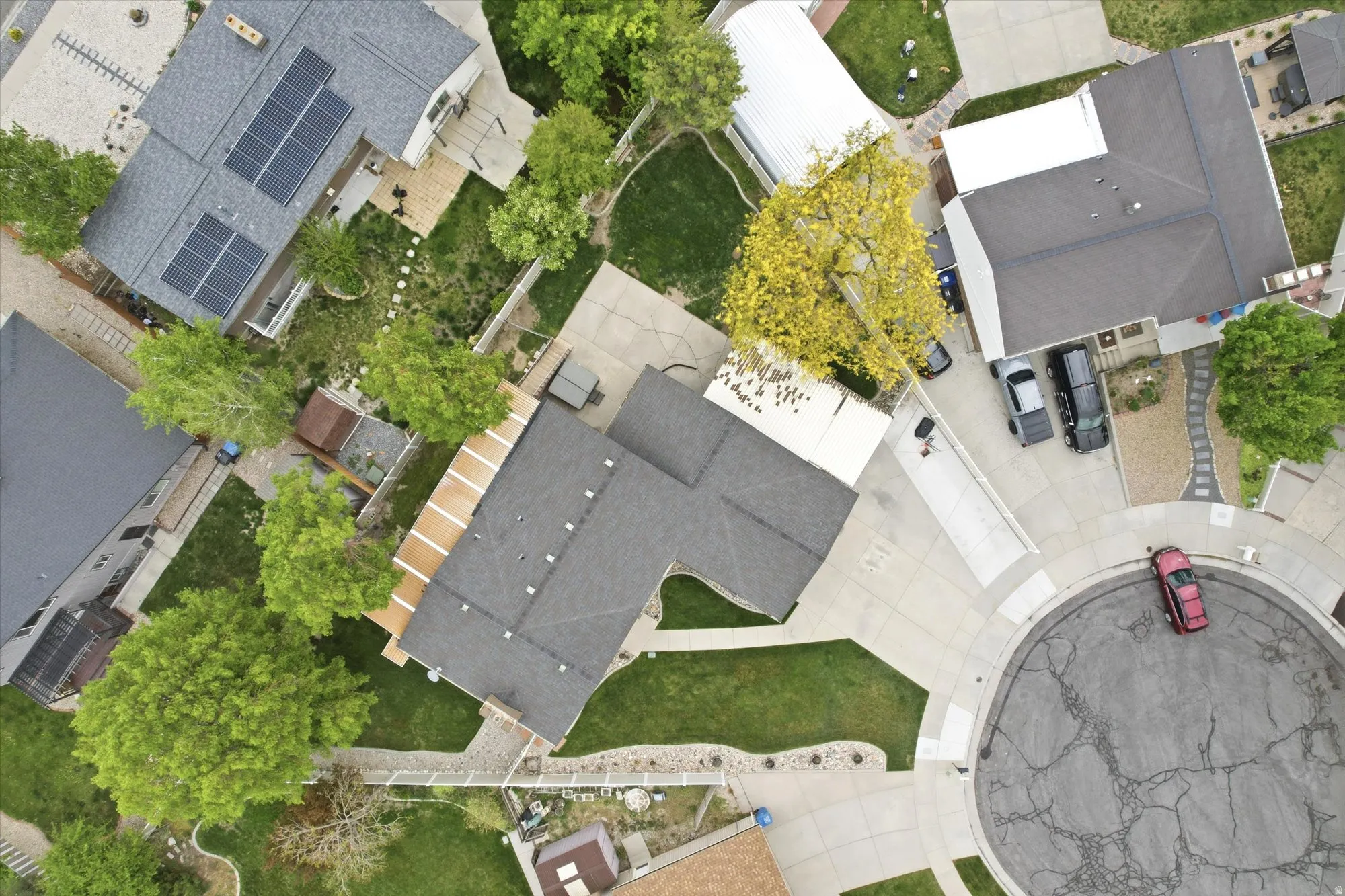 Aerial perspective of suburban area