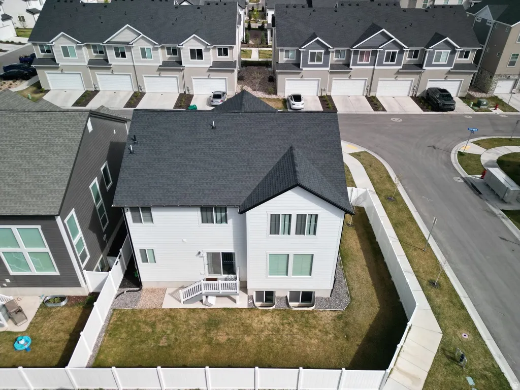 Aerial perspective of suburban area