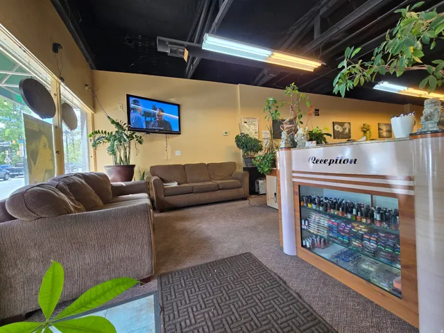 Living area with carpet