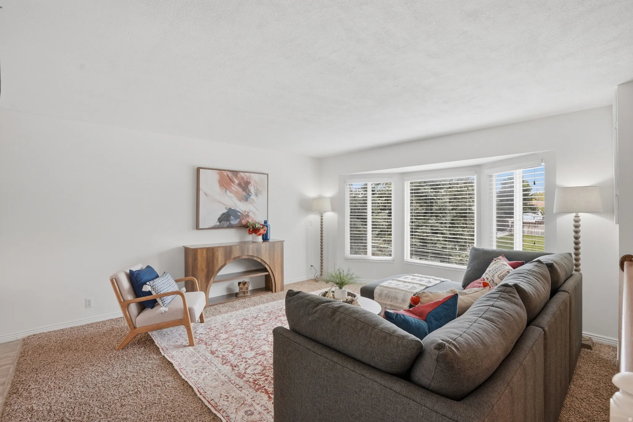 Living area with carpet